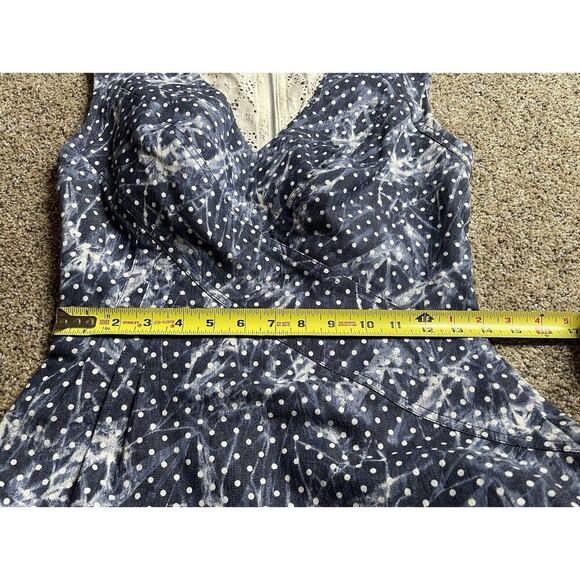 Alberto Makali Denim Polka Dot Lace Back Midi Summer Dress Size 6 - Picture 8 of 9